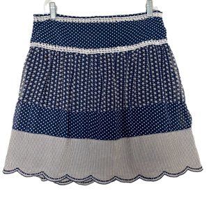 Soda Exchange Women's Blue Boho Knee Length Patch Lace Skirt Size 30